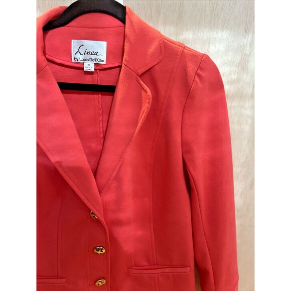 Linea by Louis Dell'Olio Women Blazer Jacket Size Small Orange Red Office Gold - Picture 2 of 9